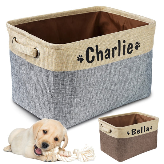 Canvas Bag Foldable Pet Toys Linen Storage Box Bins Dog Accessories Pet Supplies Personalized Pet Dog Toy Storage Basket Dog