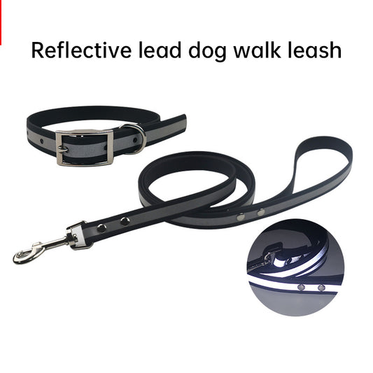 Night Reflective Film Pvc Dog Traction Strap Dog Walking Rope Pet Set Collar Strap Dog Walking Chain