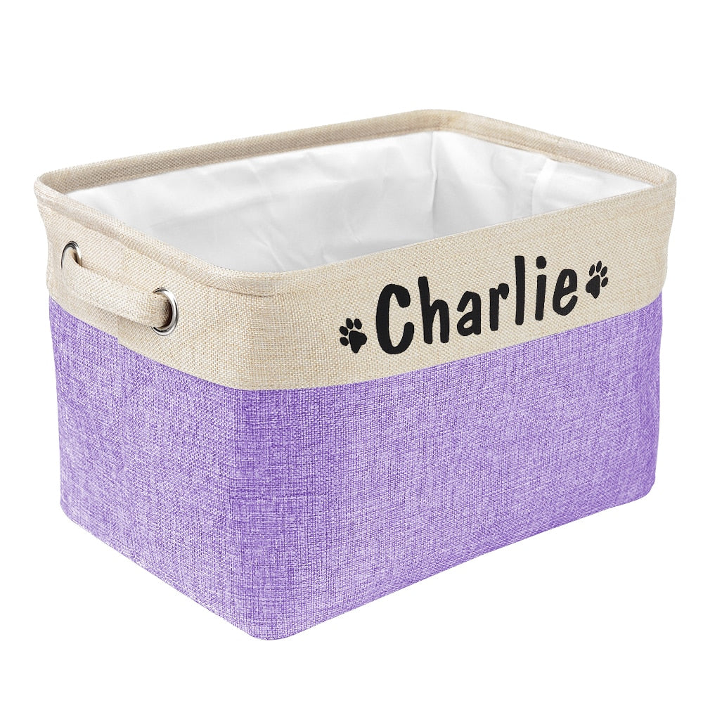 Canvas Bag Foldable Pet Toys Linen Storage Box Bins Dog Accessories Pet Supplies Personalized Pet Dog Toy Storage Basket Dog