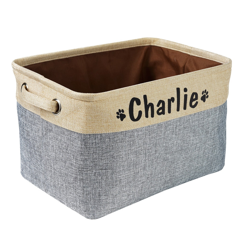 Canvas Bag Foldable Pet Toys Linen Storage Box Bins Dog Accessories Pet Supplies Personalized Pet Dog Toy Storage Basket Dog