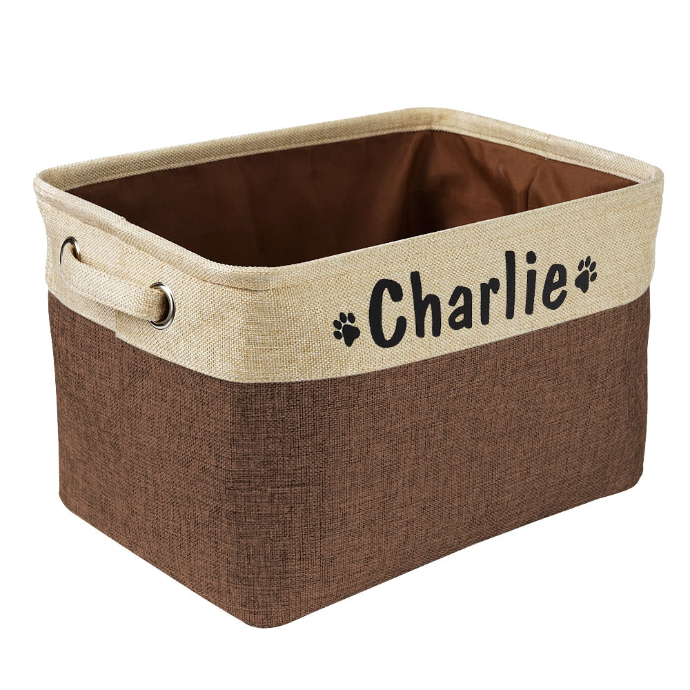 Canvas Bag Foldable Pet Toys Linen Storage Box Bins Dog Accessories Pet Supplies Personalized Pet Dog Toy Storage Basket Dog